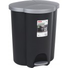 CURVER - Afvalbak 40L | Pedaalemmer | Afvalsortering 3 compartimenten - Afvalscheidingssysteem 3-compartimenten - Kunststof
