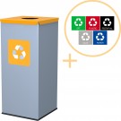 Alda Eco Square Bin, Prullenbak - 60L - Grijs/Geel - Afvalscheiding Prullenbakken - Gemakkelijk Afval Scheiden â Recyclen - Afvalemmer - Vuilnisbak voor huishouden en kantoor - Afvalbakken - Inclusief 5-delige Stickerset